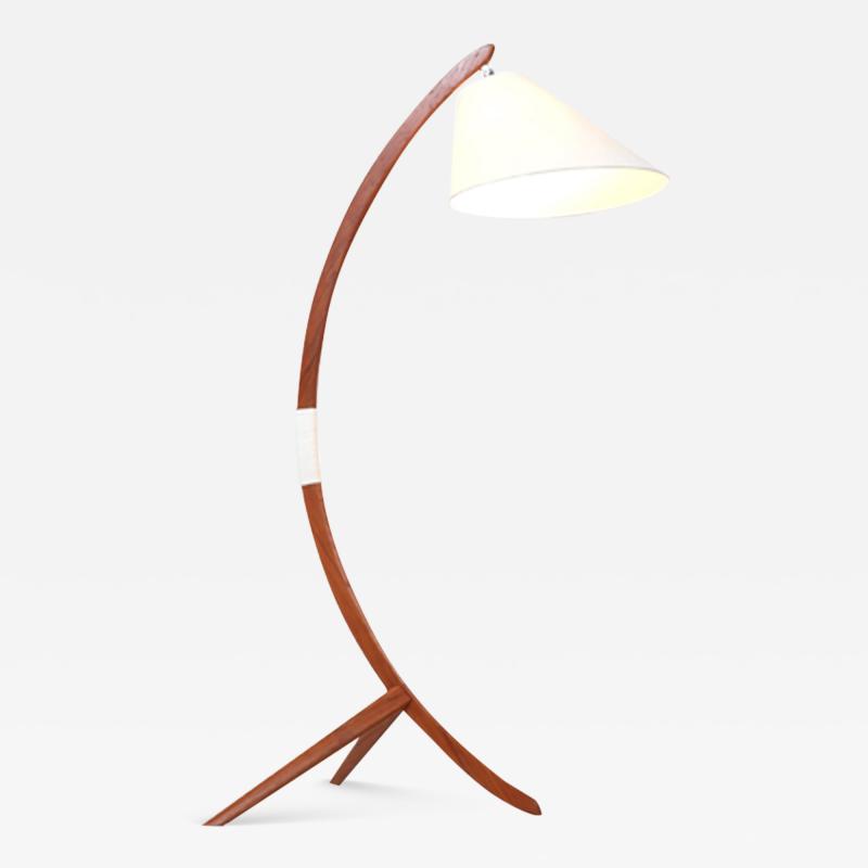 Danish Modern Sculpted Teak Arch Tripod Floor Lamp