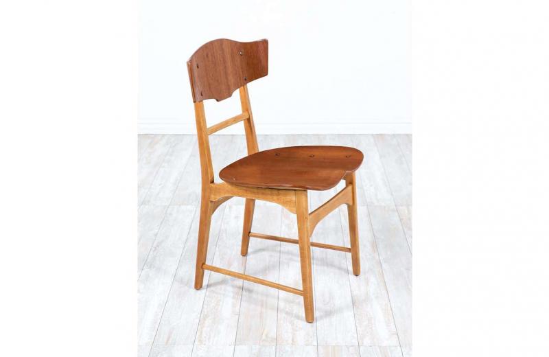 Danish Modern Sculpted Teak & Oak Dining Chairs