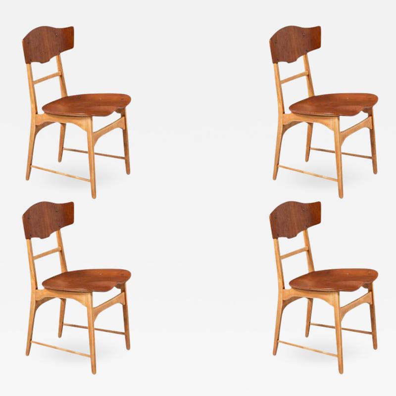 Danish Modern Sculpted Teak & Oak Dining Chairs
