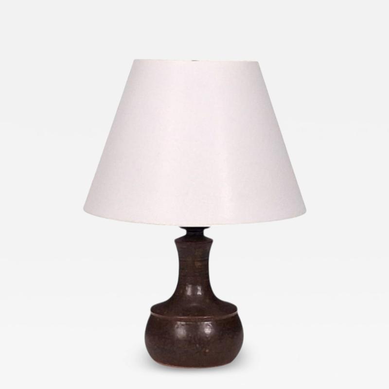 Danish Modern Small Table Lamp Brown Glazed Stoneware Denmark 1960s