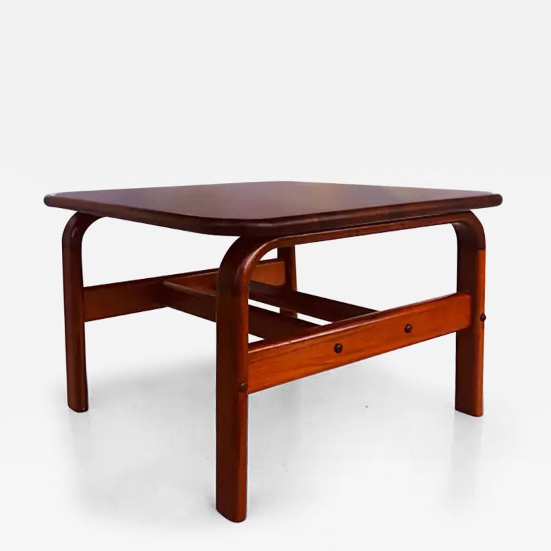 Danish Modern Solid Teak Side Table Rounded Edges and Curved Legs