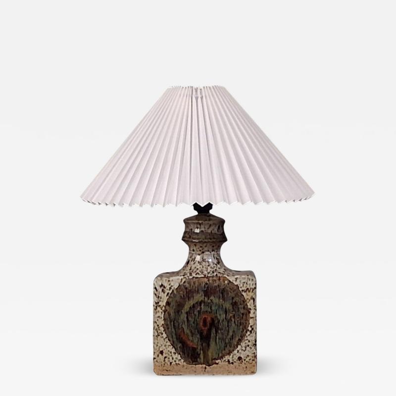 Danish Modern Table Lamp Beige Glazed Ceramic Denmark 1960s