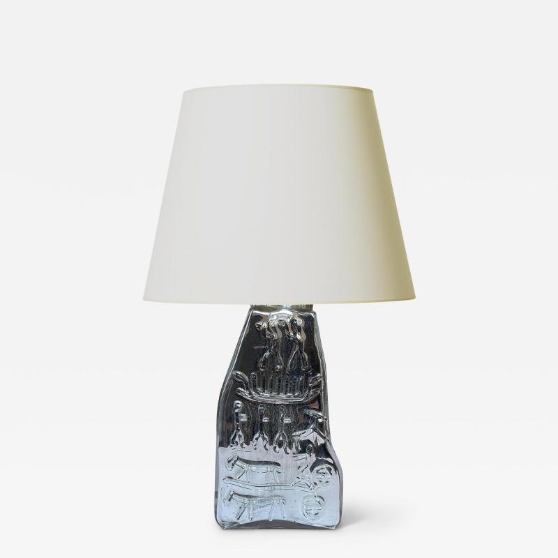 Danish Modern Table Lamp in Mirrored Glass