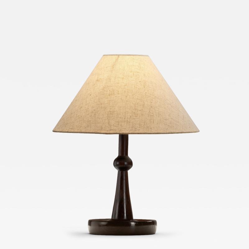 Danish Modern Table Lamp with Wood Base Denmark Mid 20th Century