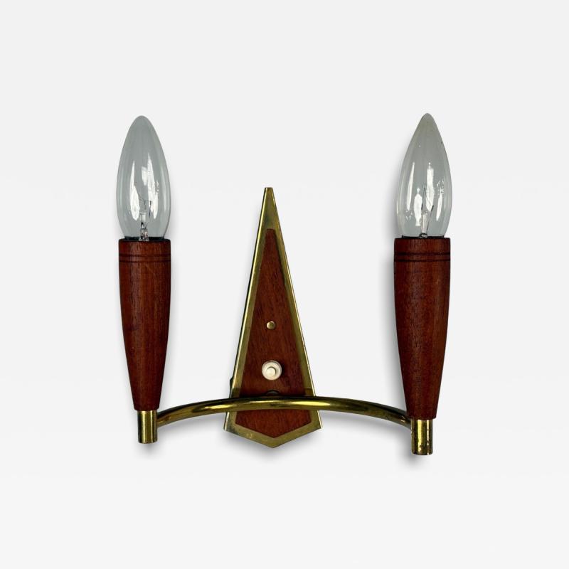 Danish Modern Teak Brass Wall Light Denmark 1960s