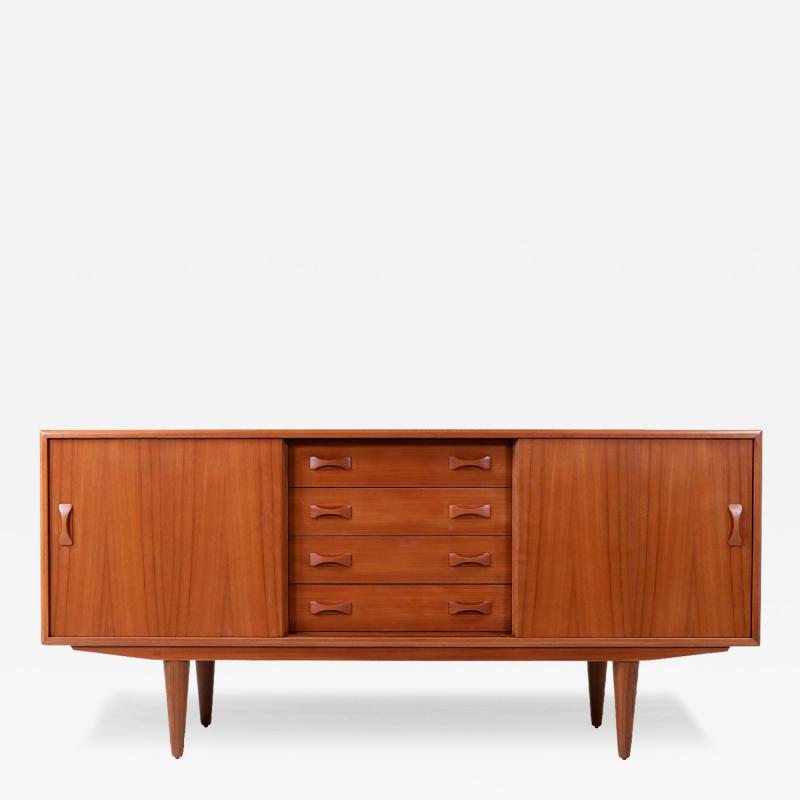 Danish Modern Teak Credenza with Bowtie Pulls by Clausen Son