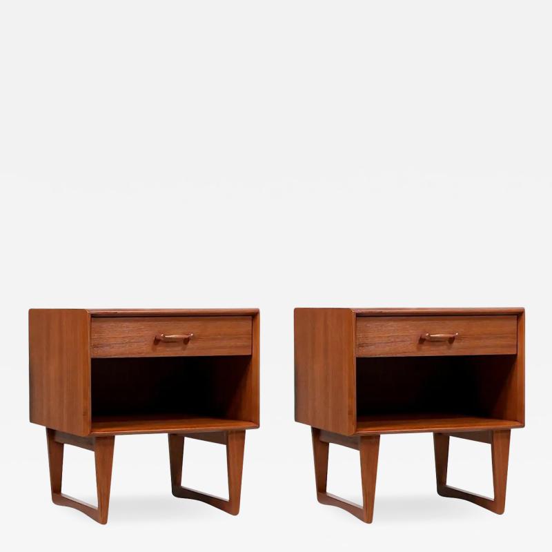 Danish Modern Teak Night Stands with Sculpted Bases