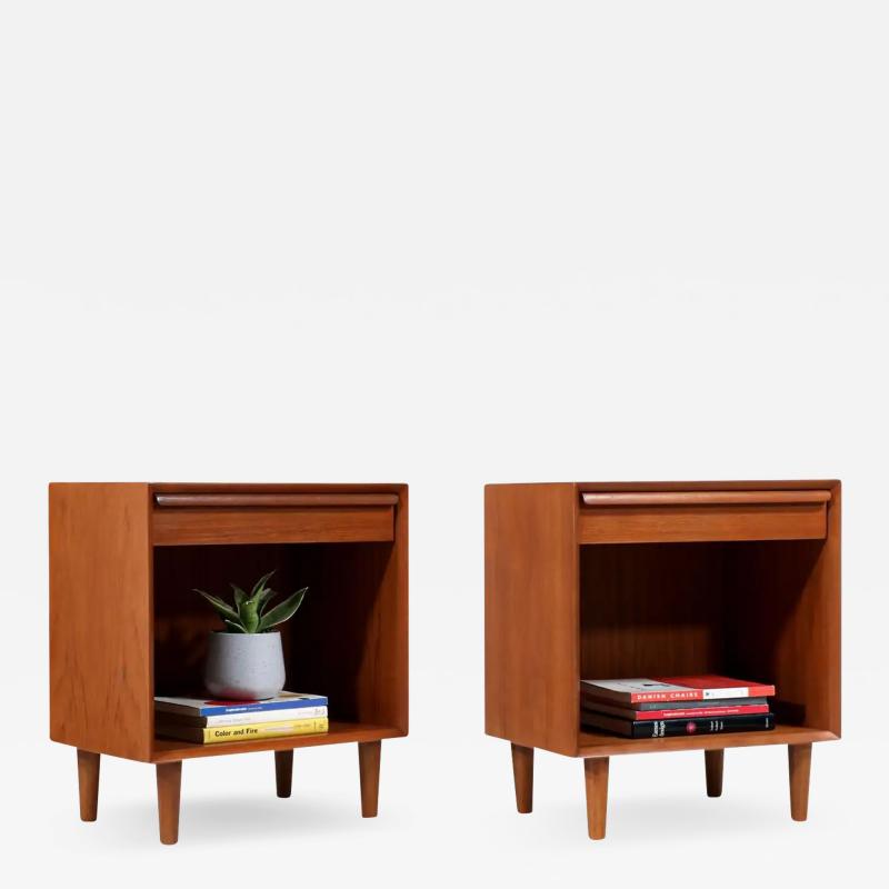 Danish Modern Teak Night Stands with Single Drawers