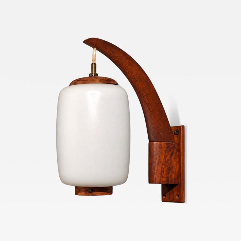 Danish Modern Wall Sconce Teak Opal Glass Denmark 1960s