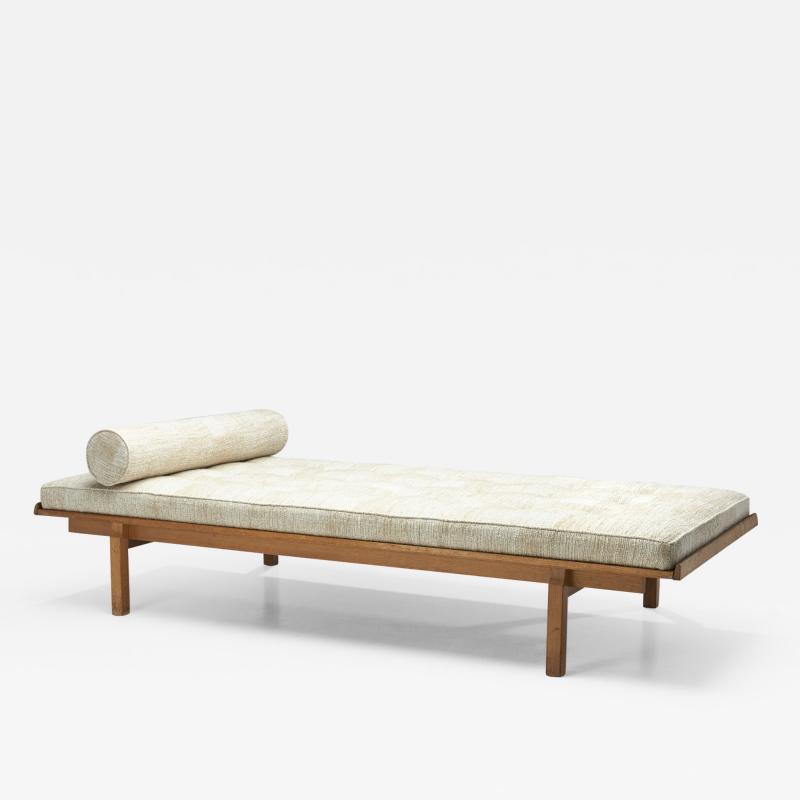 Danish Oak Daybed with Upholstered Mattress and Pillow Denmark ca 1950s