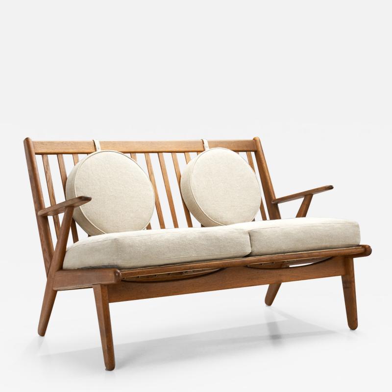 Danish Oak Two Seater Bench with Pillows Denmark ca 1950s