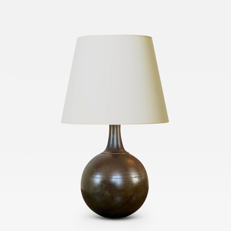 Danish Petite Art Deco Table Lamp in Patinated Bronze