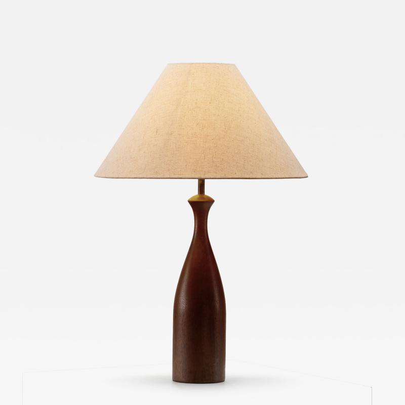 Danish Table Lamp with Solid Wood Base Denmark ca 1960s