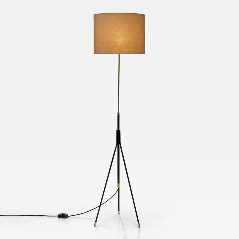 Danish Tripod Floor Lamp in Brass and Lacquered Metal Denmark Mid 20th Century