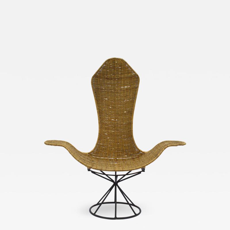 Danny Ho Fong Danny Ho Fong Wave Chair for Tropi Cal Rattan and Steel 1960s