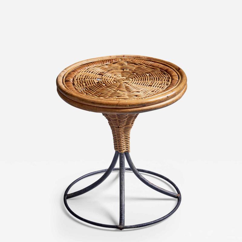 Danny Ho Fong Danny Ho Fong stool in metal and wicker USA 1960s