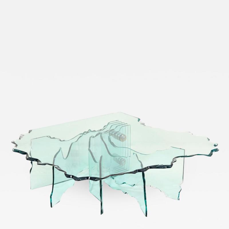 Danny Lane Huge Crystal Cut Glass Shell Coffee Table by Danny Lane for Fiam