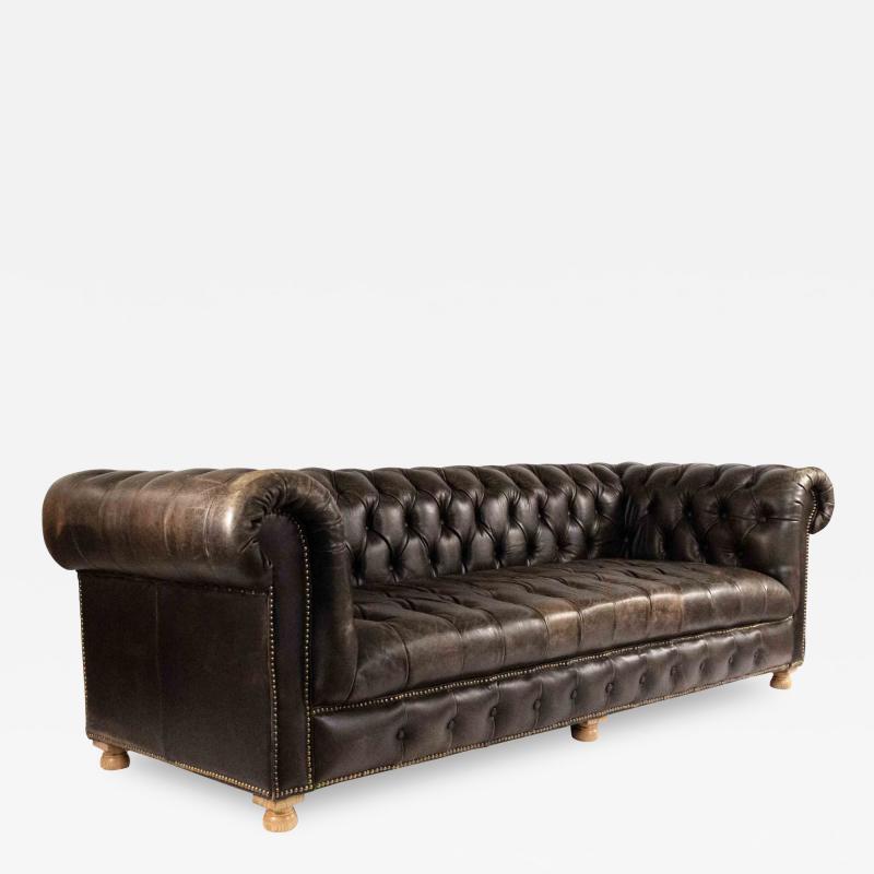 Dark Brown Leather Chesterfield Sofa