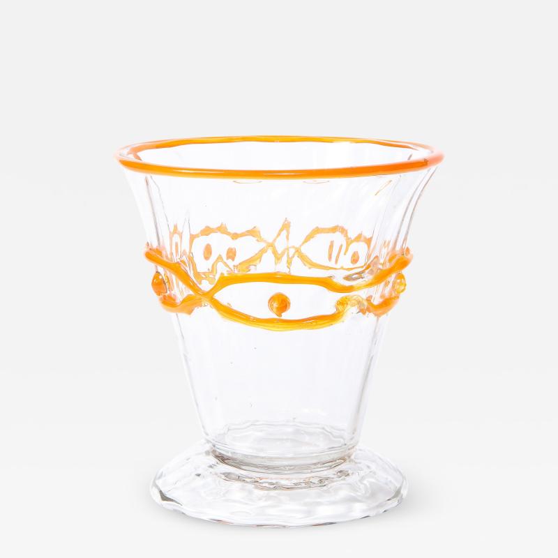 Daum Nancy Art Deco Translucent Glass Vase w Tangerine Accents in Relief Signed Daum Nancy