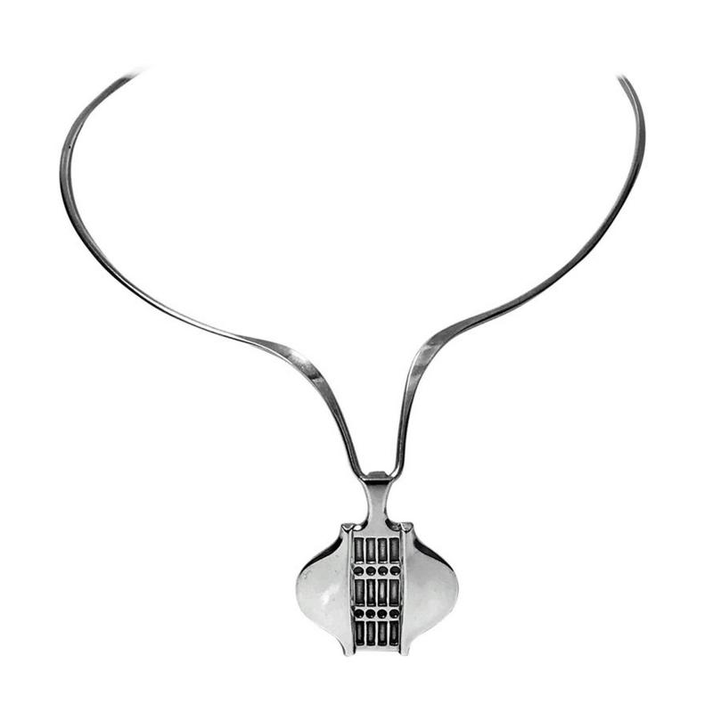 David Andersen Rare Design David Andersen Modernist Sterling Silver Necklace Norway circa 1970