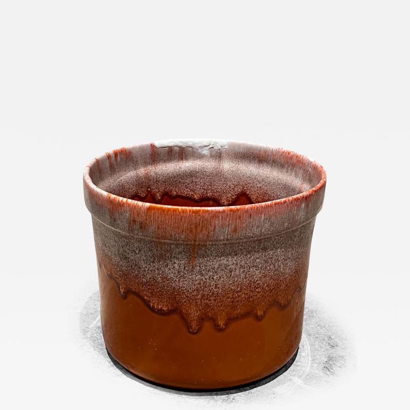 David Cressey 1960s Orange Drip Glaze Planter Pot David Cressey Style Architectural Pottery