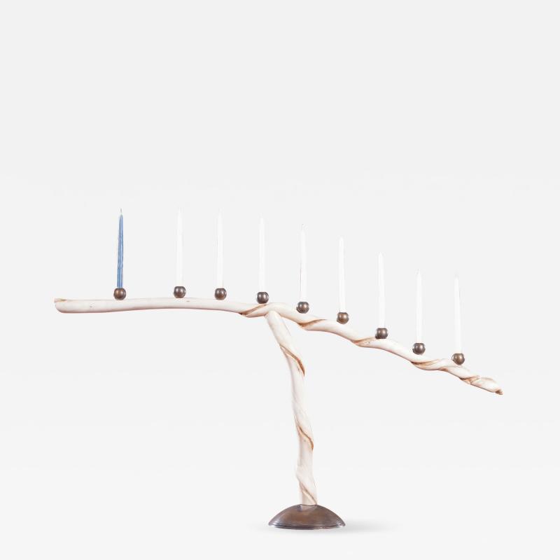 David Ebner Twisted Sassafras Stick Menorah by David Ebner