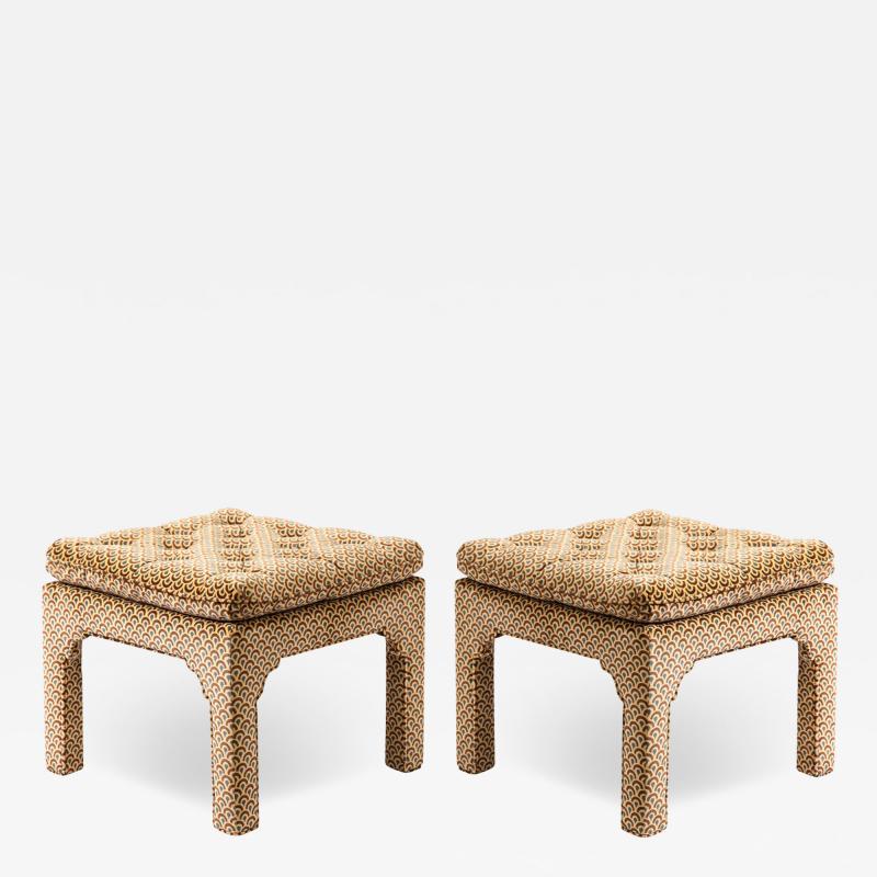 David Hicks David Hicks Style Pair of Chic Upholstered Benches Ottomans 1970s
