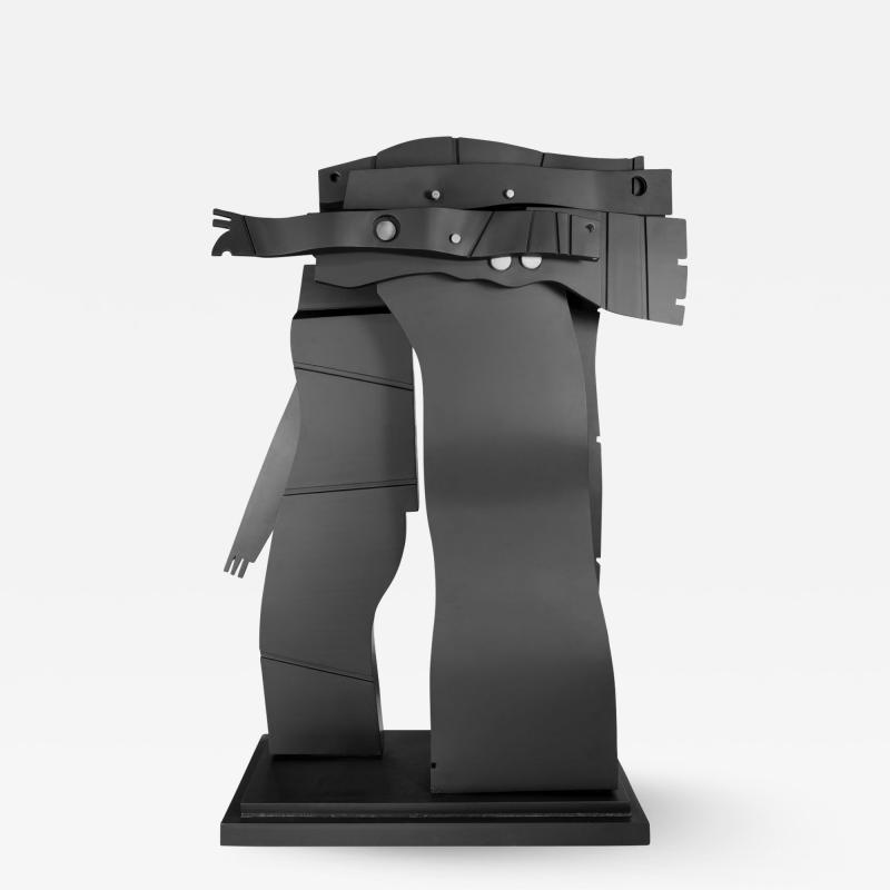 David L Deming Centurion II Abstract Modern Sculpture in Flat Black Steel 1985