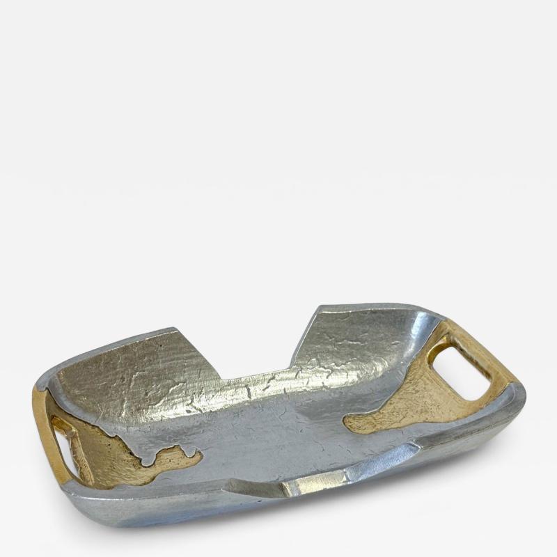 David Marshall Aluminum and Brass Rectangular Bowl by David Marshall