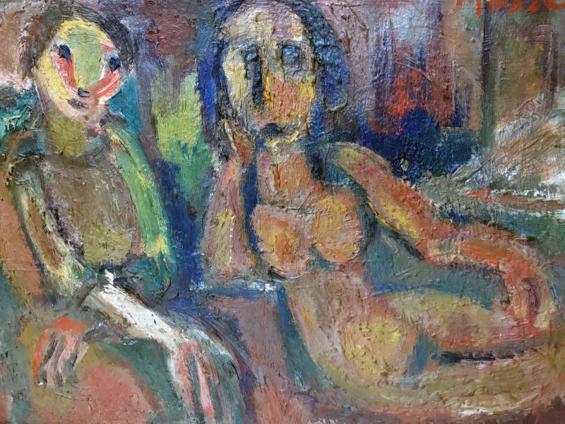 David Messer David Messer 1912 1998 Oil on Canvas Two Women Signed upper right