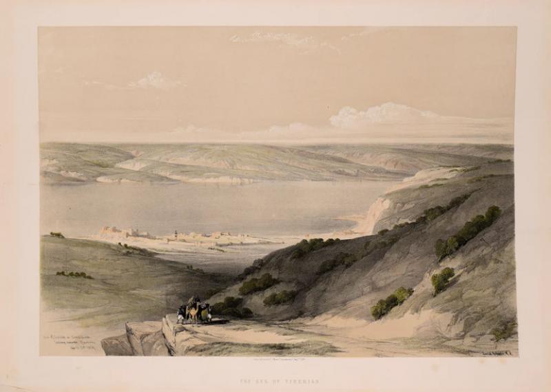 David Roberts THE SEA OF TIBERIAS SEA OF GALILEE OF GENEZARETH LOOKING TOWARDS BASHAN