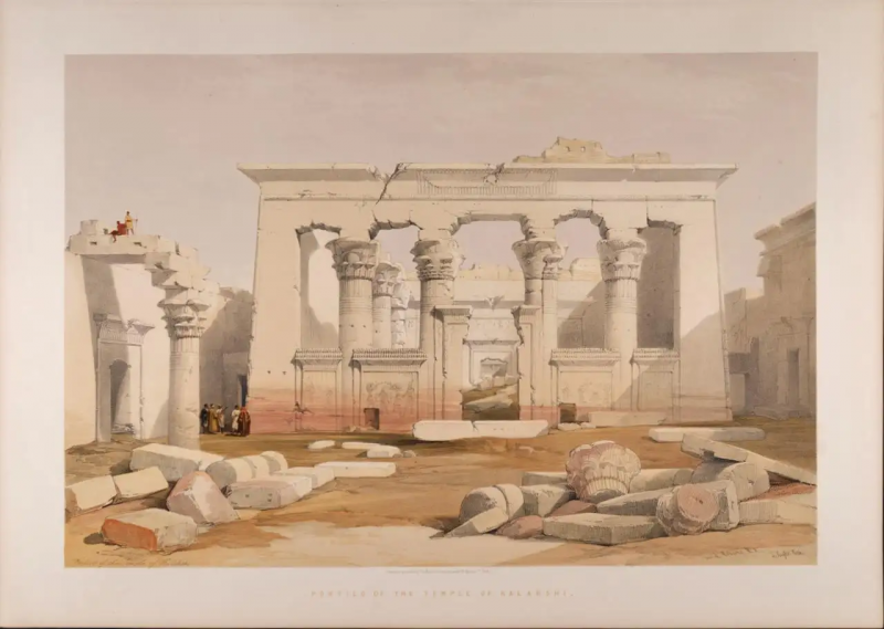 David Roberts Temple of Kalabashi Egypt David Roberts 19th C Hand colored Lithograph