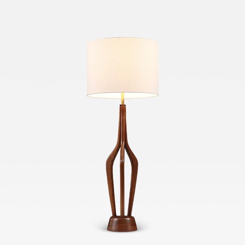 David Shreve Sculpted Walnut Brass Table Lamp for V H Woolums