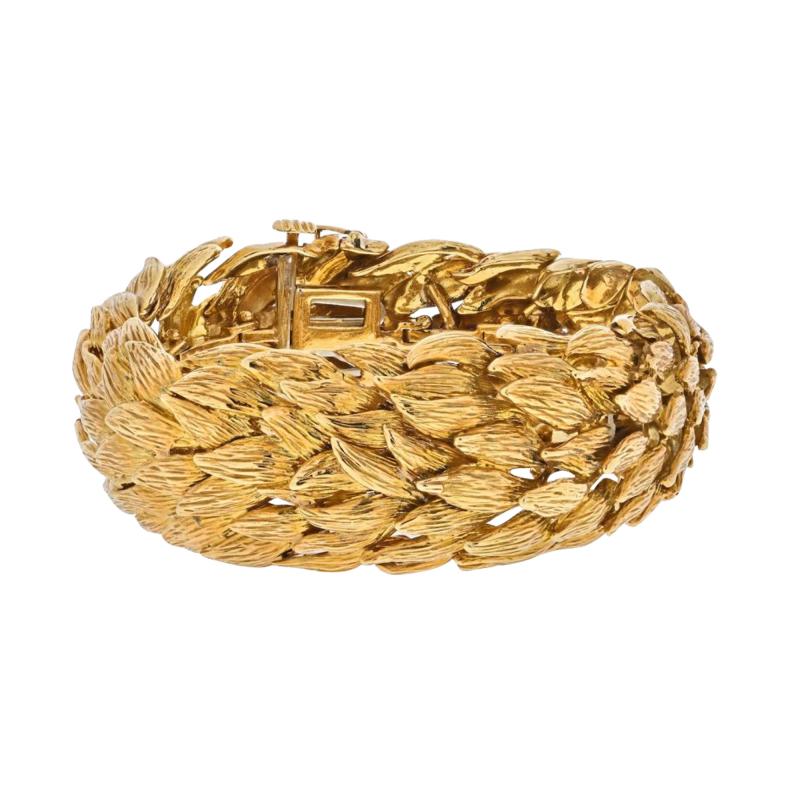 David Webb DAVID WEBB 18K YELLOW GOLD 1960S WOVEN WIDE VINTAGE BRACELET