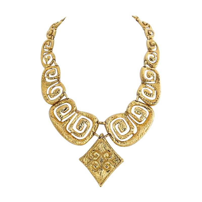 David Webb DAVID WEBB 18K YELLOW GOLD ANCIENT WORLD IMPRESSIVE SCROLL NECKLACE