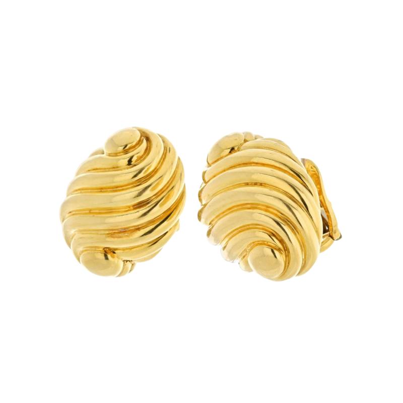 David Webb DAVID WEBB 18K YELLOW GOLD FLUTED SWIRL EARRINGS