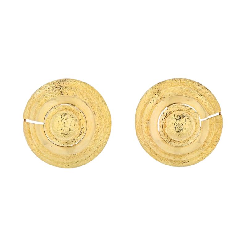David Webb DAVID WEBB 18K YELLOW GOLD GOLD BEEHIVE SHIELD CLIP EARRINGS