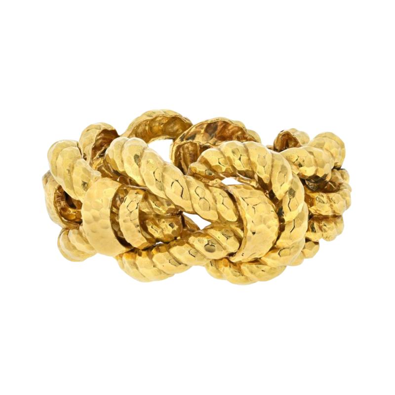 David Webb DAVID WEBB 18K YELLOW GOLD HAMMERED KNOTTED ROPE STYLE BRACELET