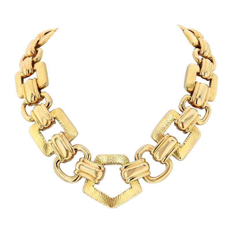 David Webb DAVID WEBB 18K YELLOW GOLD LARGE OPEN LINK ANCIENT WORLD NECKLACE