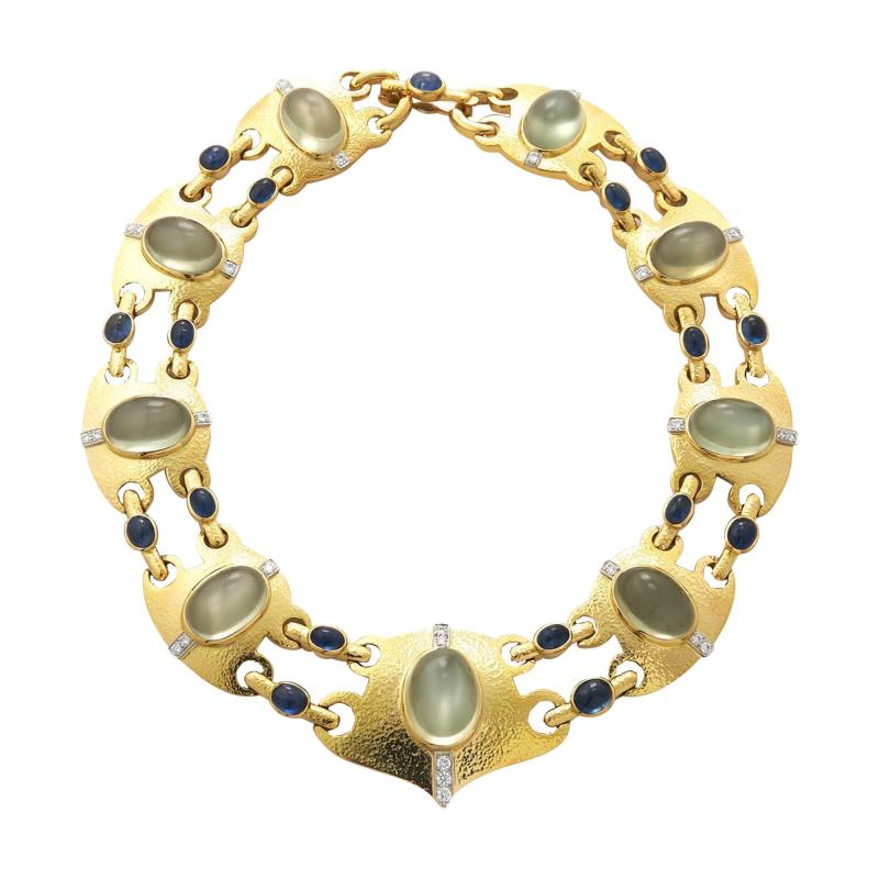 David Webb DAVID WEBB 18K YELLOW GOLD MARRAKECH MOONSTONE BIB NECKLACE