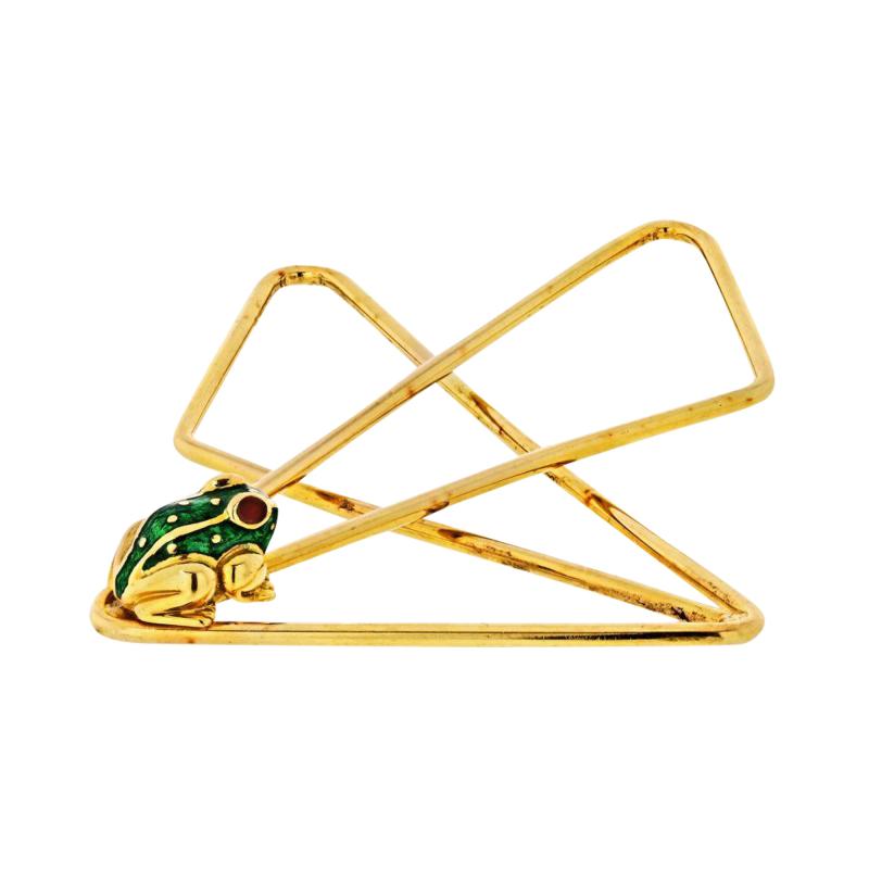 David Webb DAVID WEBB 18K YELLOW GOLD MONEY CLIP WITH A LITTLE FROG JEWELRY