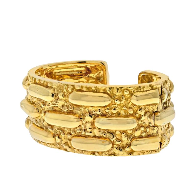 David Webb DAVID WEBB 18K YELLOW GOLD NUGGET STYLE HIGH POLISH CUFF BRACELET