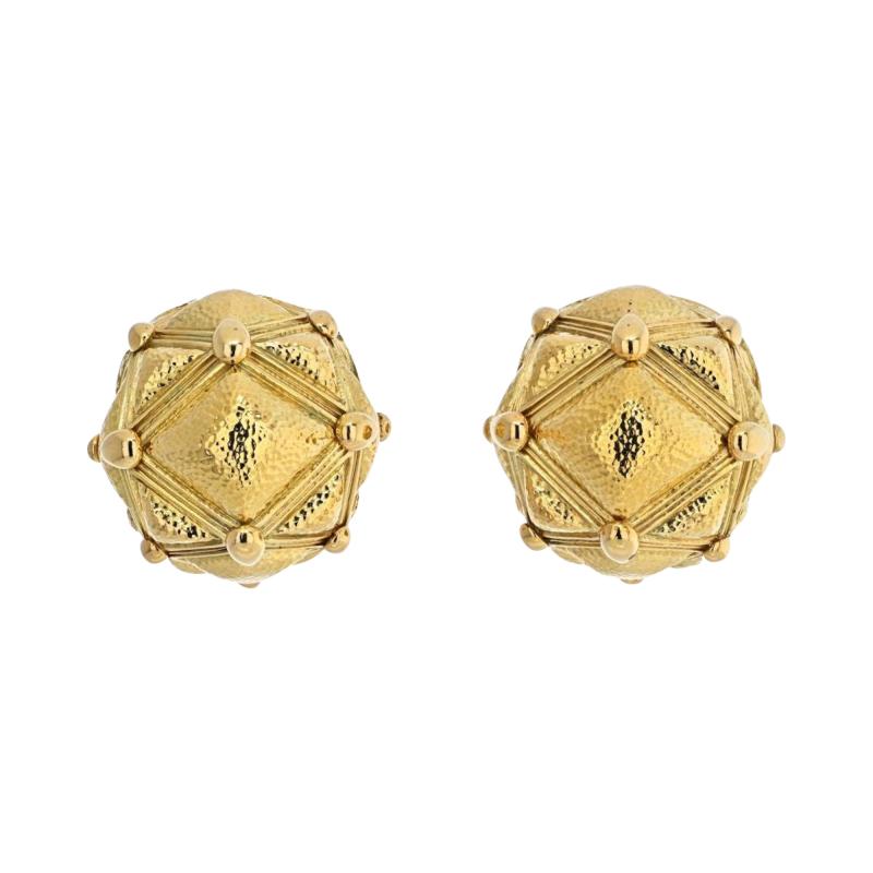 David Webb DAVID WEBB 18K YELLOW GOLD PYRAMID CLIP ON EARRINGS