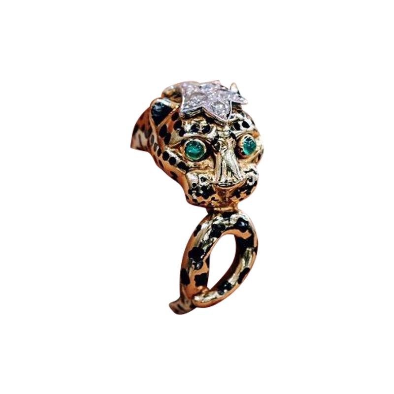 David Webb DAVID WEBB 18K YELLOW GOLD SPOTTED LEOPARD DIAMOND RING