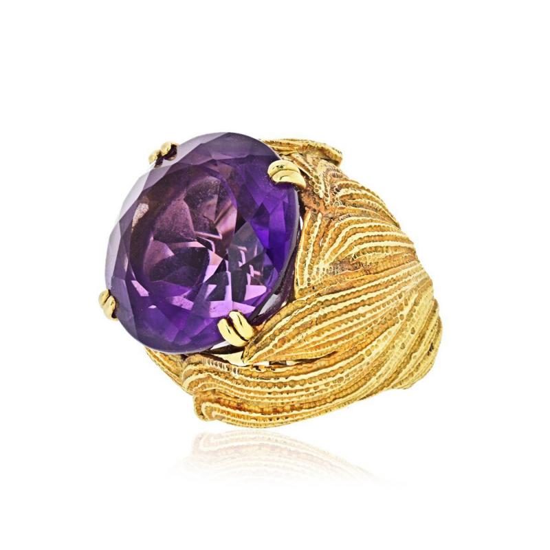 David Webb DAVID WEBB 1970S 18K YELLOW GOLD VINTAGE AMETHYST RING