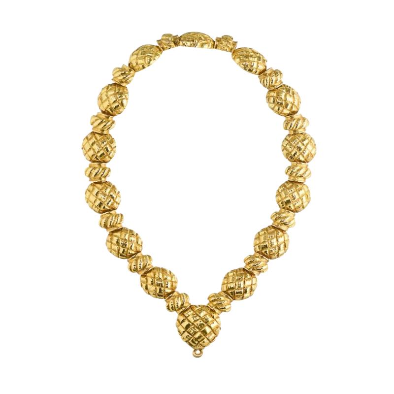 David Webb DAVID WEBB CIRCA 1970S 18K YELLOW GOLD LARGE BOMBE RIGID ROUND LINK NECKLACE