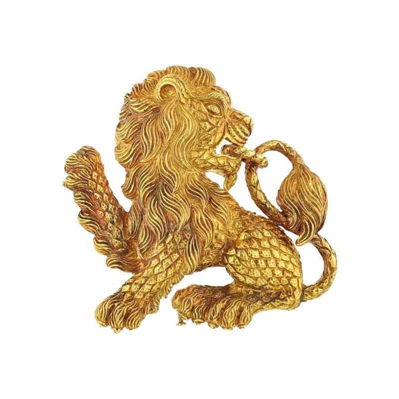 David Webb DAVID WEBB LION 18K YELLOW GOLD LION BROOCH