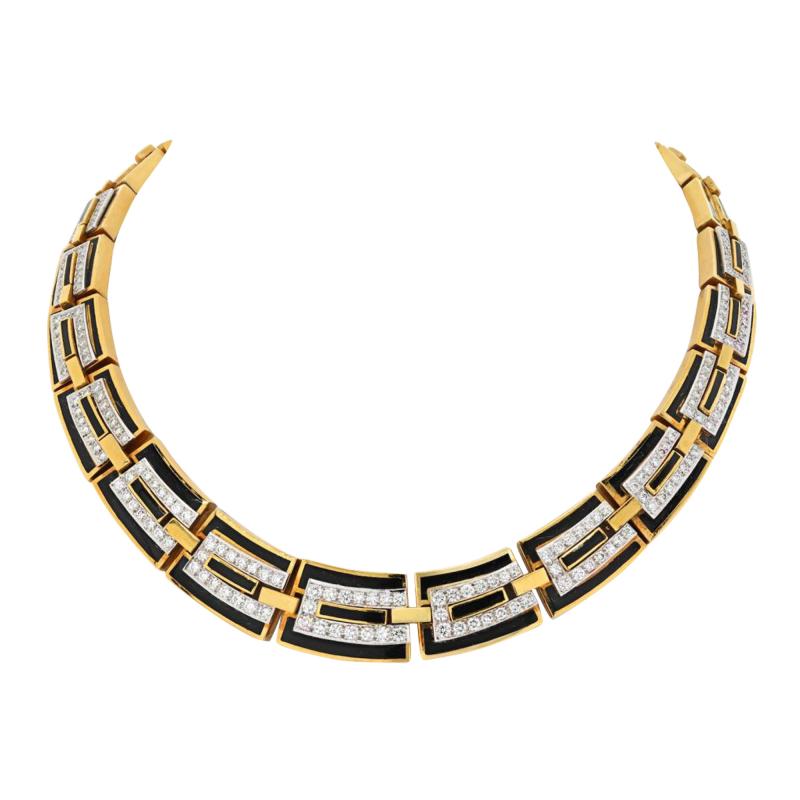 David Webb DAVID WEBB MANHATTAN MINIMALISM PARTHENON BLACK ENAMEL NECKLACE