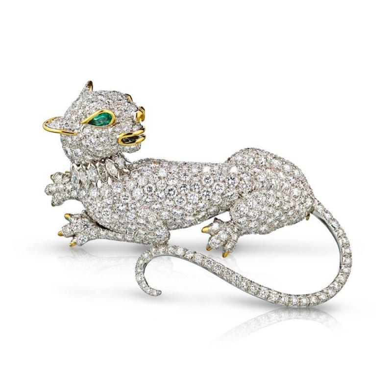 David Webb DAVID WEBB PANTHERE PLATINUM 18K WHITE GOLD 19 27 CTTW DIAMOND BROOCH