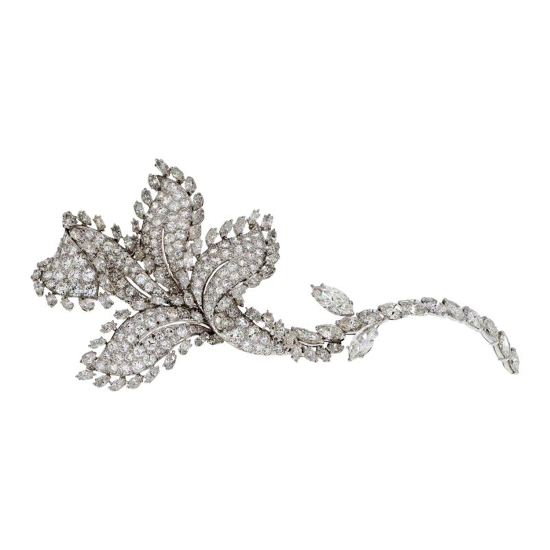 David Webb DAVID WEBB PLATINUM 18 92 CTS DIAMOND FLOWER BROOCH